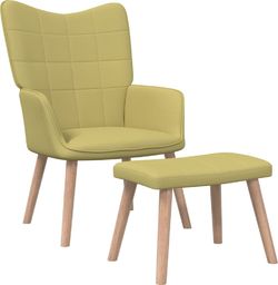  vidaXL Fotel z podnóżkiem, 62 x 68,5 x 96 cm, zielony, obity tkaniną