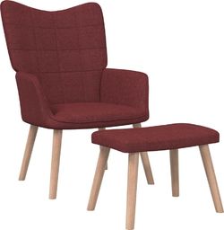  vidaXL Fotel z podnóżkiem, 62x68,5x96 cm, winna czerwień, tkanina