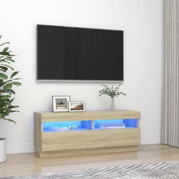 vidaXL Szafka TV z oświetleniem LED, dąb sonoma, 100x35x40 cm