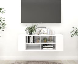  vidaXL Wisząca szafka pod TV, biała, 102x35x35 cm, płyta wiórowa