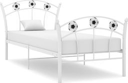  vidaXL Rama łóżka z motywem piłki nożnej, biała, metalowa, 90x200 cm