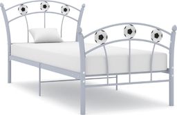  vidaXL Rama łóżka z motywem piłki nożnej, szara, metalowa, 90x200 cm
