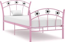  vidaXL Rama łóżka z motywem piłki nożnej, różowa, metalowa, 90x200 cm
