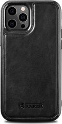  iCarer iCarer Leather Oil Wax etui pokryte naturalną skórą do iPhone 12 Pro Max czarny (ALI1206-BK)