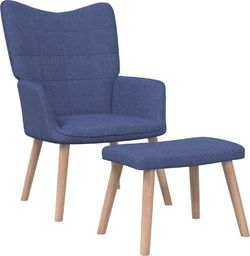  vidaXL vidaXL Fotel z podnóżkiem, 62 x 68,5 x 96 cm, niebieski, obity tkaniną