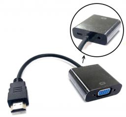 Adapter AV MicroConnect HDMI - D-Sub (VGA) + Jack 3.5mm czarny (HDMVGA2B)