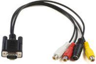 Kabel MicroConnect D-Sub (VGA) - RCA (Cinch) x3 - S-Video 0.3m czarny (MONGGSV)
