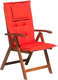  Shumee Krzesło ogrodowe ciemne drewno z poduszką jasnoczerwoną TOSCANA