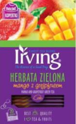 Irving HERBATA ZIELONA MANGO Z GREJPFRUTEM 20 KOP. IRVING (1,5 G X 20 KOPERTEK) 54682109