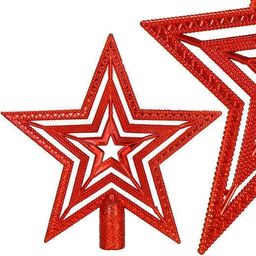  Springos Czubek na choinkę 10cm szpic, ażurowa gwiazda czerwona UNIWERSALNY