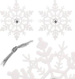  Springos Zawieszka choinkowa 2 szt. śnieżynka 12 cm świąteczna ozdoba biała brokat UNIWERSALNY
