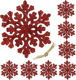  Springos Zawieszka choinkowa 8 szt. śnieżynka 8 cm świąteczna ozdoba czerwony UNIWERSALNY