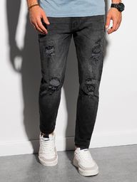  Ombre Spodnie męskie jeansowe P1025 - czarne XL