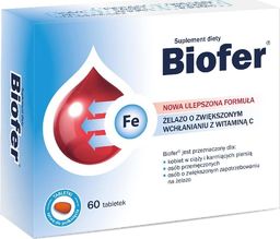  Biofer Biofer Żelazo o zwiększonym wchłanianiu z witaminą C 60 tabletek