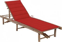  vidaXL Ogrodowy leżak z poduszką, bambusowy, czerwona poduszka