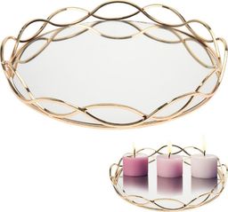  Vilde Taca na świece lustrzana okrągła podstawka pod świeczki patera złota metalowa glamour 31 cm