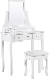  Shumee Toaletka 5 szuflad prostokątne lustro i stołek biała RAYON