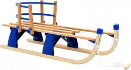  vidaXL Sanki drewniane z oparciem składane 119 cm niebieskie