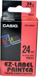  Casio Taśma XR-24RD1, czarny druk/czerwony podkład, nielaminowany, 8m, 24mm