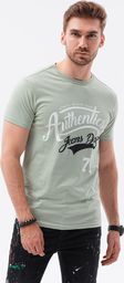Ombre T-shirt męski z nadrukiem S1434 V-22B - zielony XXL