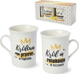  BGtech Kubki porcelana prezent Królowa Król 290 ml