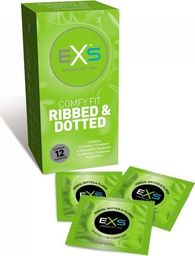 EXS EXS Comfy Fit Ribbed & Dotted Condoms prążkowane prezerwatywy z wypustkami 12szt.