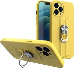  Hurtel Ring Case silikonowe etui z uchwytem na palec i podstawką do iPhone 12 Pro Max żółty
