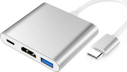 Adapter USB Alogy USB-C - HDMI + USB Srebrny  (8847)