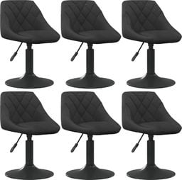  vidaXL Obrotowe krzesła stołowe, 6 szt., czarne, obite aksamitem