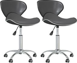  vidaXL Obrotowe krzesła stołowe, 2 szt., szare, sztuczna skóra