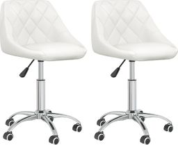  vidaXL Obrotowe krzesła stołowe, 2 szt., białe, sztuczna skóra