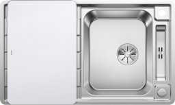 Zlewozmywak Blanco AXIS III 45 S-IF stal polerowana z korkiem automatycznym InFino, deska szkło białe (522102)