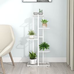  vidaXL 5-poziomowy stojak na kwiaty, 43x22x98 cm, biały, metalowy