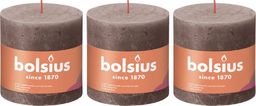  Bolsius Bolsius Rustykalne świece pieńkowe Shine, 3 szt., 100x100 mm, taupe