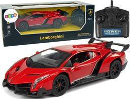  LeanToys Auto Sportowe R/C 1:24 Lamborghini Veneno Czerwone 2.4 G Światła