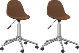 vidaXL Obrotowe krzesła stołowe, 2 szt., brązowe, obite tkaniną