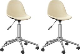  vidaXL Obrotowe krzesła stołowe, 2 szt., kremowe, obite tkaniną