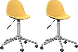  vidaXL Obrotowe krzesła stołowe, 2 szt., musztardowe, obite tkaniną