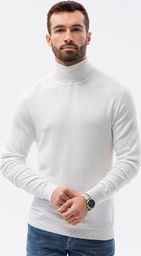  Ombre Sweter męski z golfem E179 - biały XXL