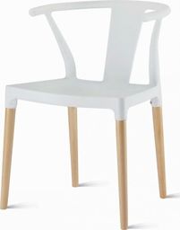  King Home Krzesło WISHBONE białe - polipropylen, drewno