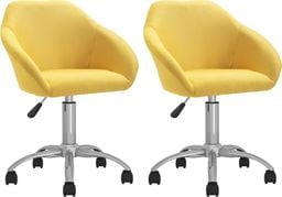  vidaXL Obrotowe krzesła stołowe, 2 szt., żółte, obite tkaniną