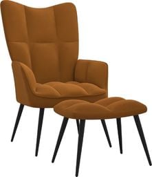  vidaXL Fotel z podnóżkiem, brązowy, obity aksamitem
