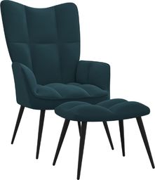  vidaXL Fotel z podnóżkiem, niebieski, obity aksamitem