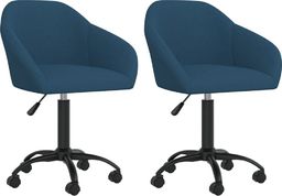  vidaXL Obrotowe krzesła stołowe, 2 szt., niebieskie, aksamitne