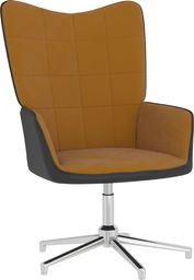  vidaXL Fotel brązowy, aksamit i PVC
