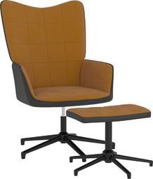 vidaXL Fotel z podnóżkiem, brązowy, aksamit i PVC