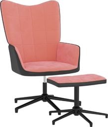  vidaXL Fotel z podnóżkiem, różowy, aksamit i PVC