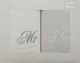  Eurofirany Komplet Ręczników Mr Mrs 2 2 szt. 50 x 90 Biały