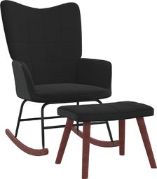  vidaXL Fotel bujany z podnóżkiem, czarny, aksamit i PVC