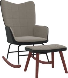  vidaXL Fotel bujany z podnóżkiem, jasnoszary, aksamit i PVC